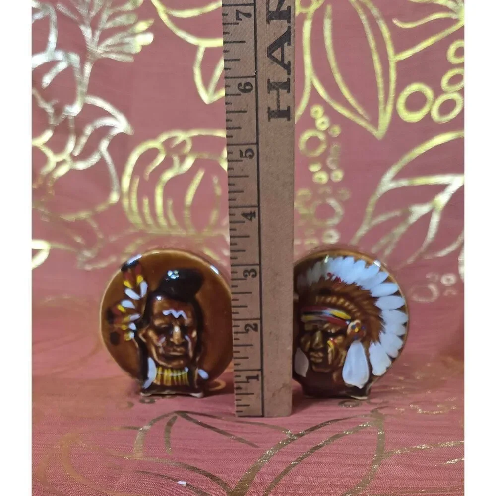Wales Vintage Native American Chief Salt & Pepper Shakers